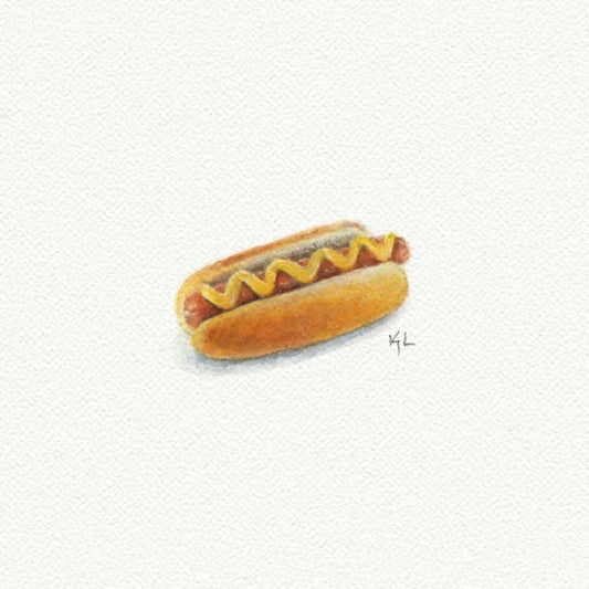 Hot Dog Miniature Watercolor Painting - Art Print
