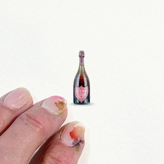 Dom Perignon Champagne Miniature Watercolor Print
