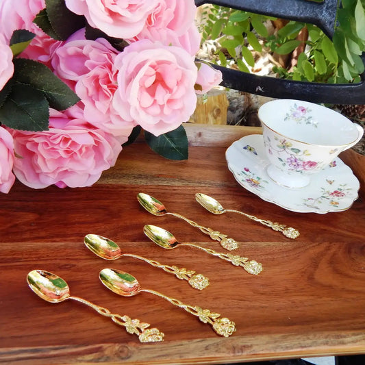 Gold Plated Spoon with Rose Handle