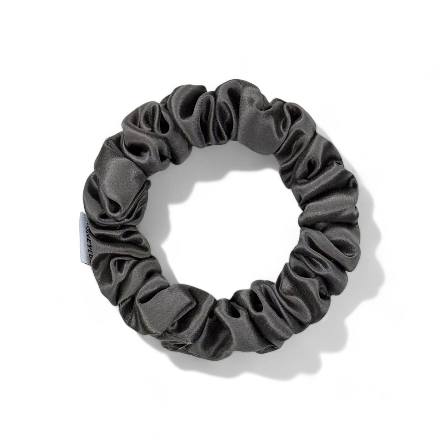 Silk Mini Scrunchie - Dark Grey