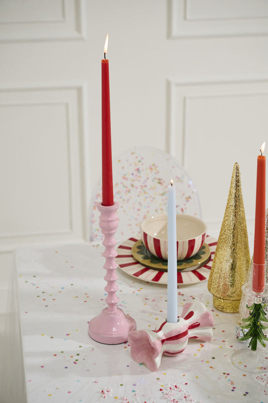 White Candy-Coated Candle Holder