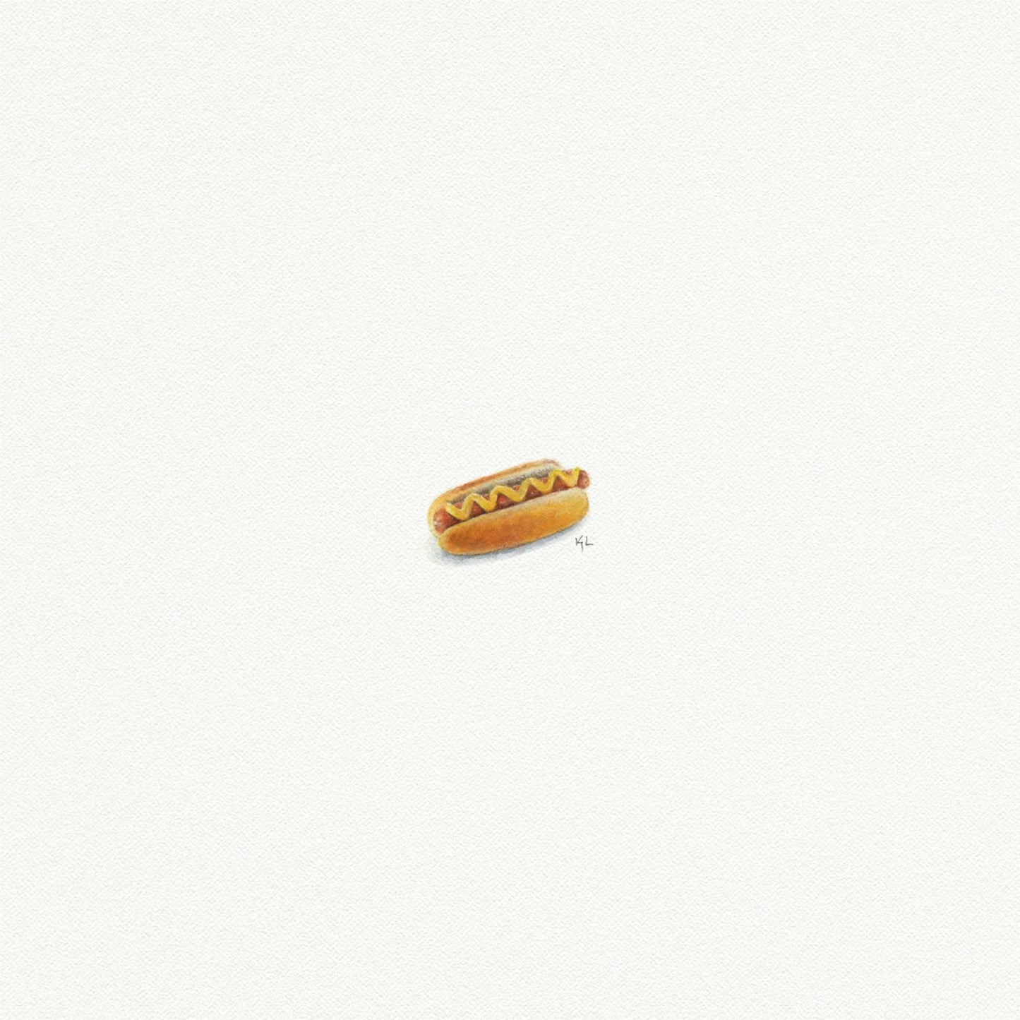 Hot Dog Miniature Watercolor Painting - Art Print