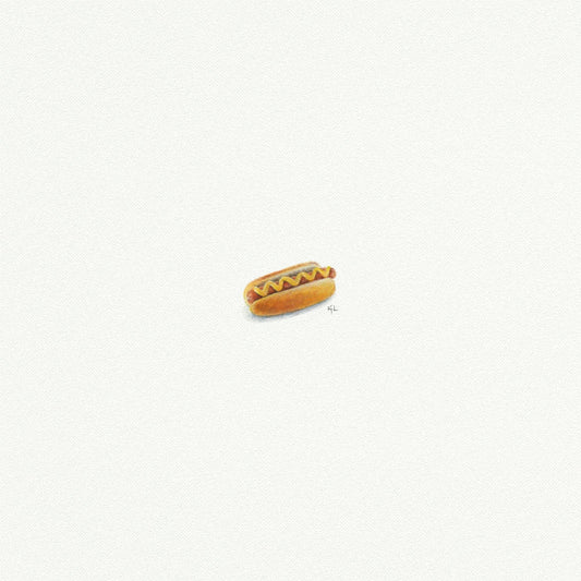 Hot Dog Miniature Watercolor Painting - Art Print
