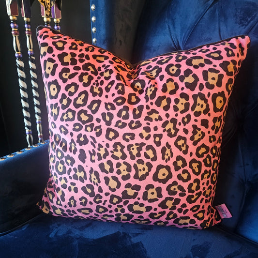 Velvet Pink Leopard Pillow