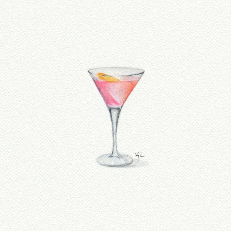 Cosmopolitan Miniature Watercolor Painting - Art Print