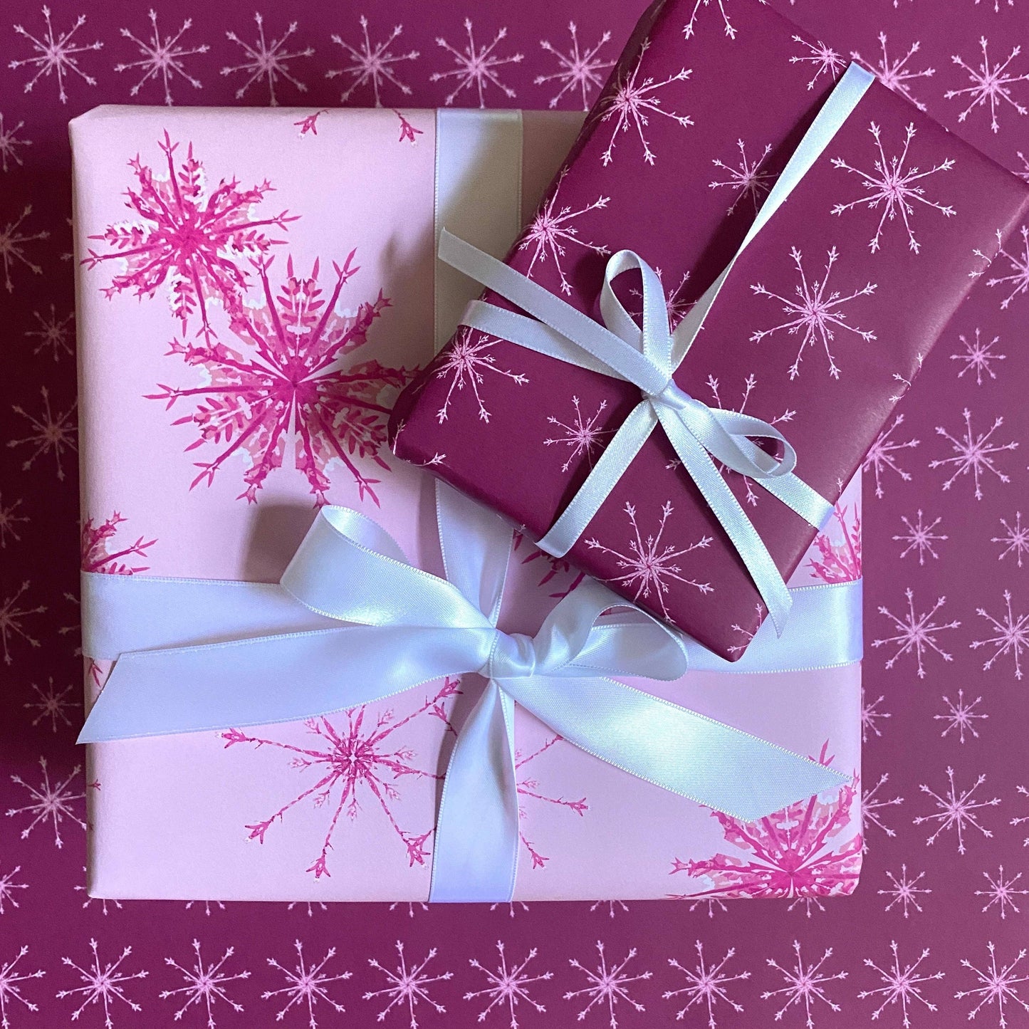 Pink Snowflake Wrapping Paper