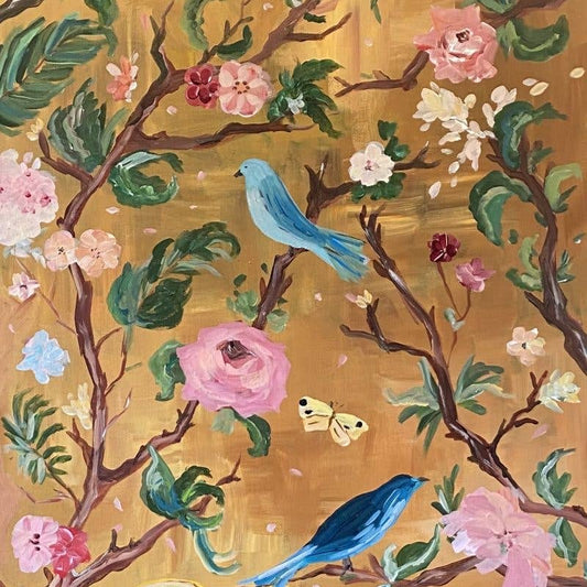 Blue Birds Chinoiserie Greeting Card