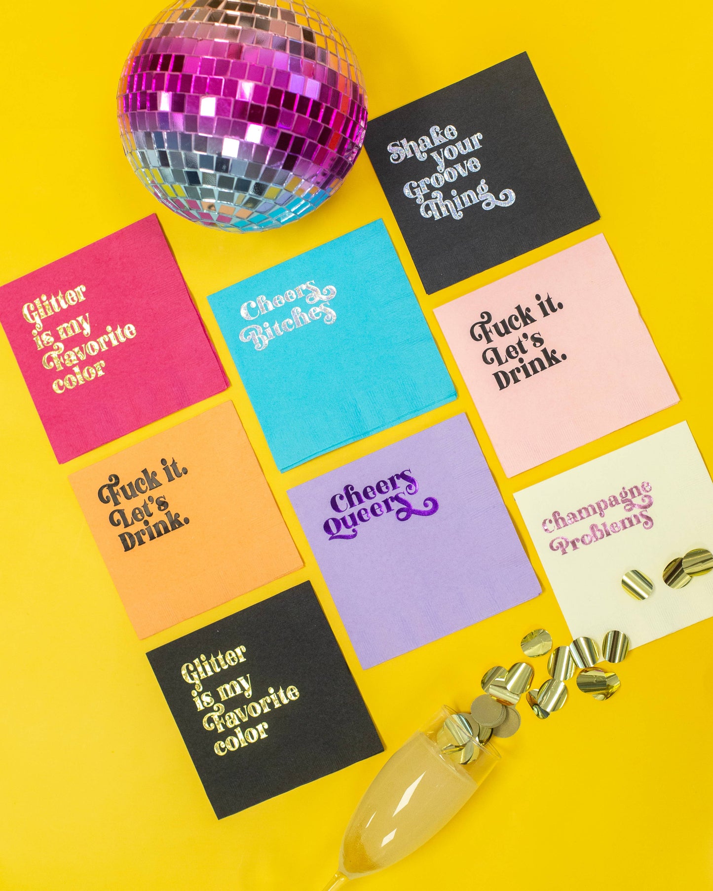 Fuck It Lets Drink Pink - Paper Cocktail Napkin