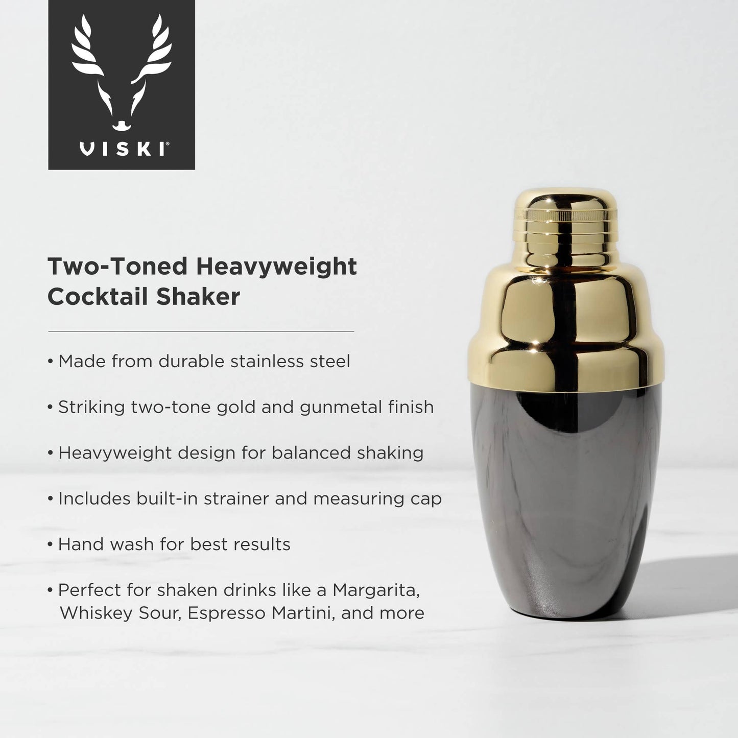 Art Deco Two-Toned Heavyweight Cocktail Shaker