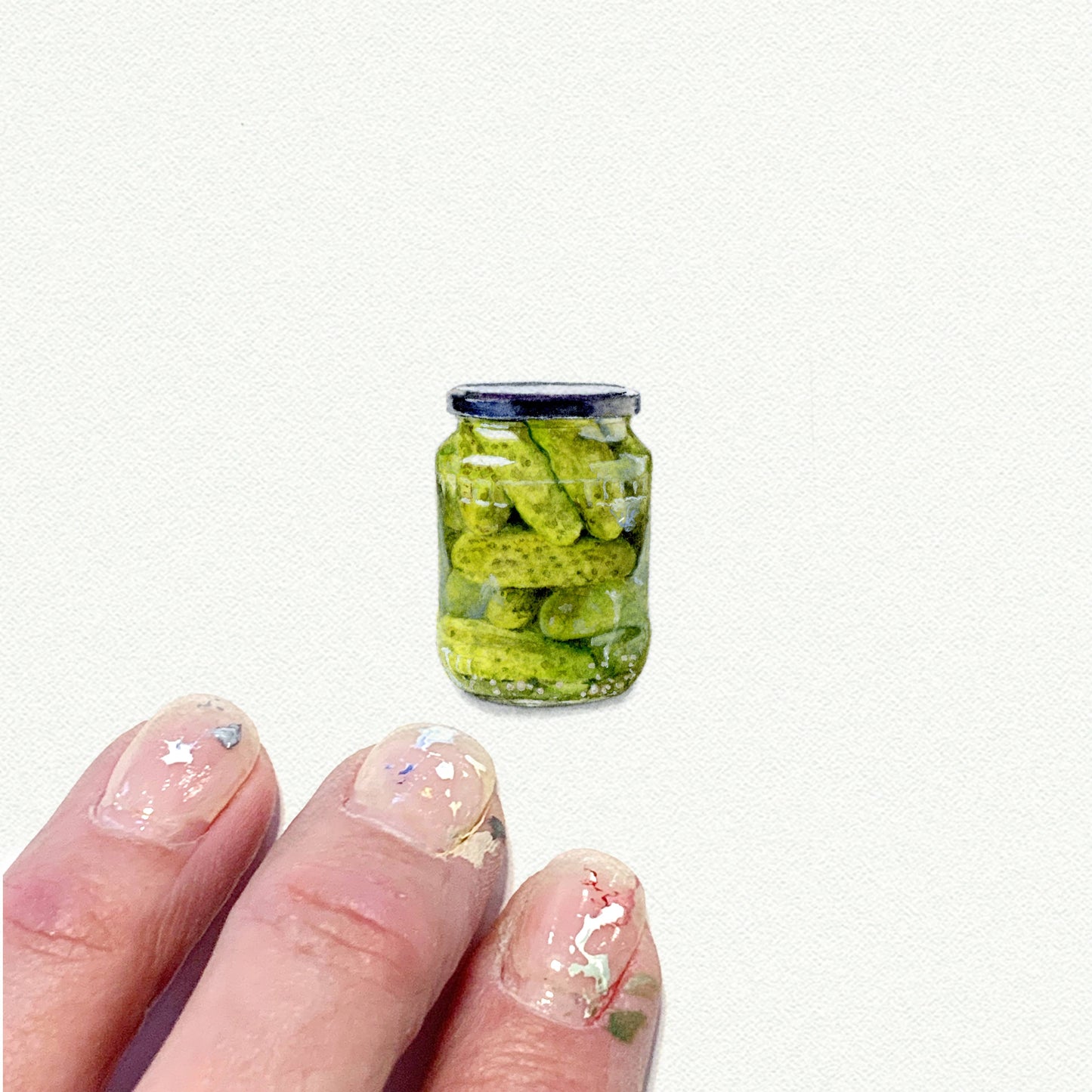 Jar of Pickles Miniature Watercolor Painting - Art Print