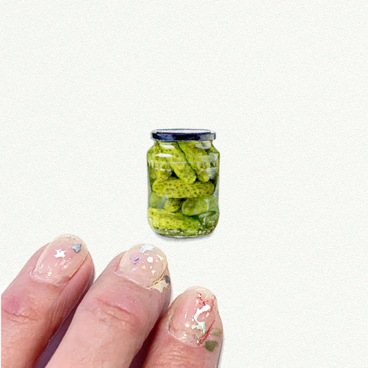 Jar of Pickles Miniature Watercolor Painting - Art Print