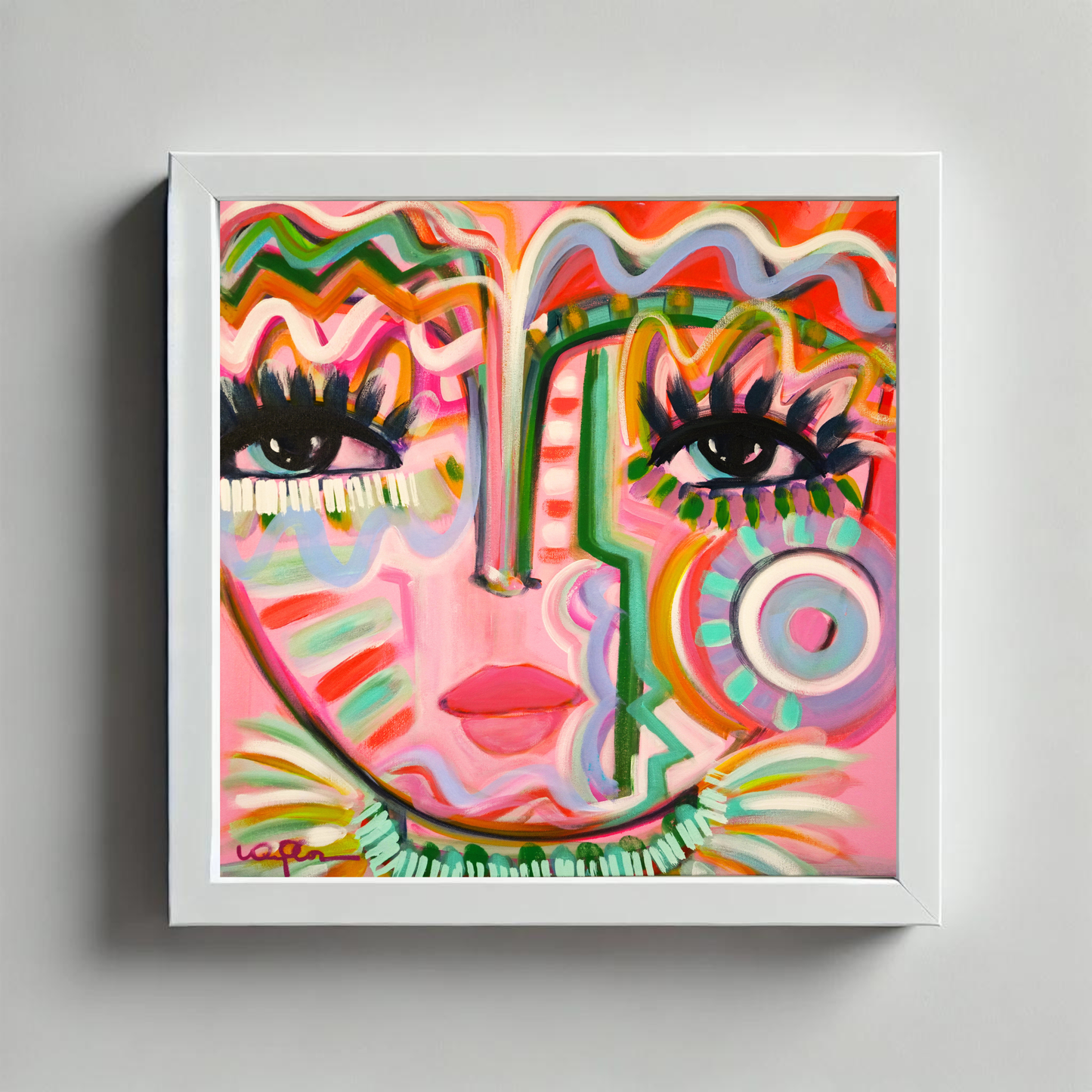 On Point Chica: White Frame / Cold Press Fine Art Paper / 12" x 12"