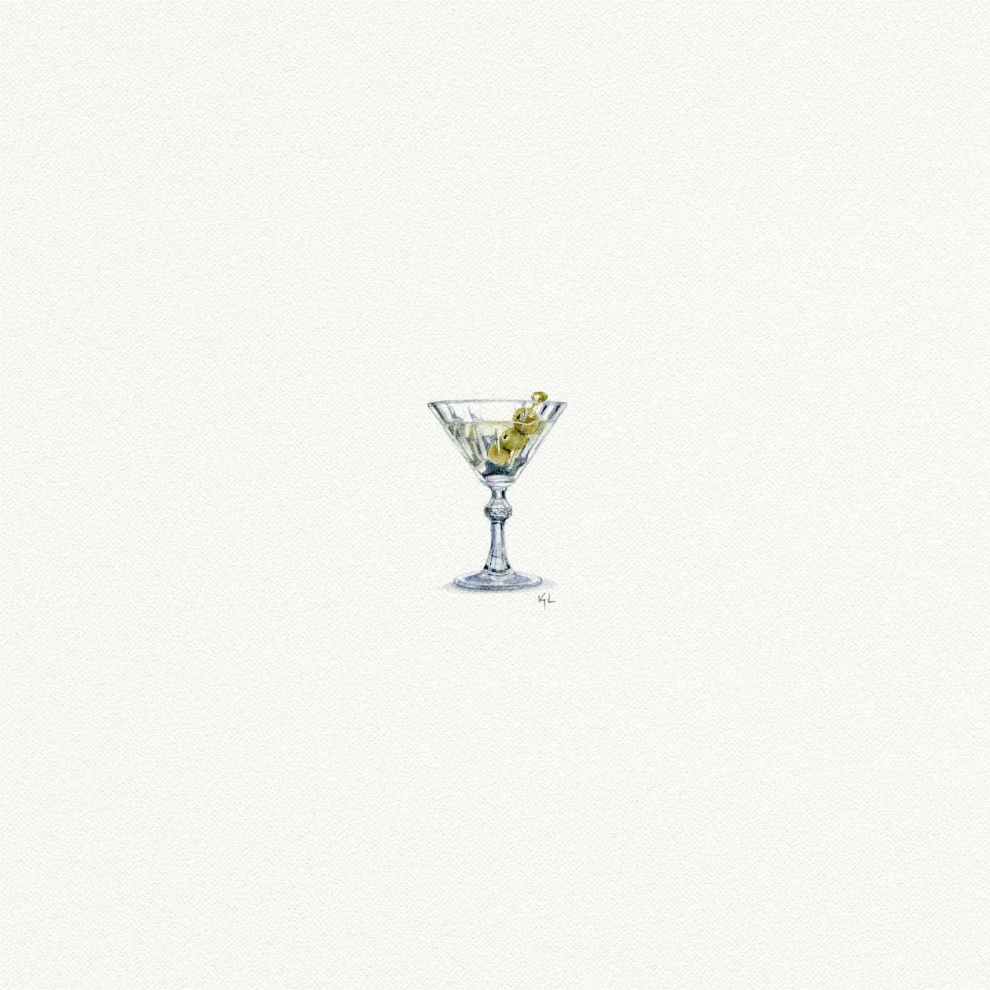 Martini Glass Miniature Watercolor Painting - Art Print