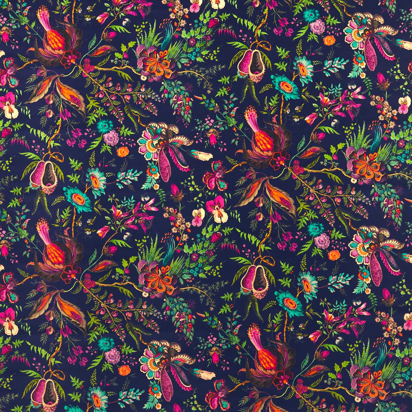Wonderland Floral Velvet Fabric - Harlequin