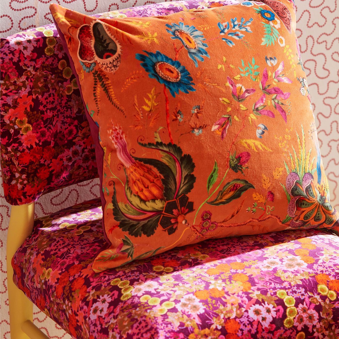 Wonderland Floral Velvet Fabric - Harlequin