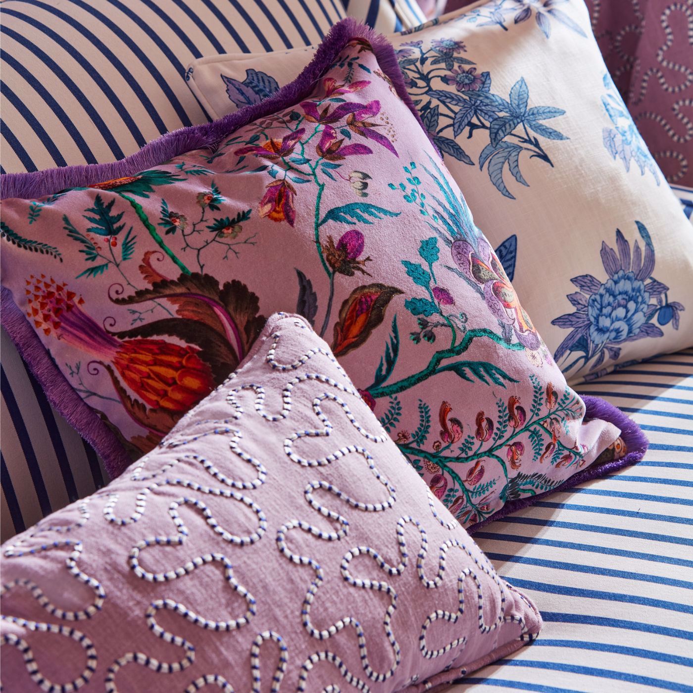 Wonderland Floral Velvet Fabric - Harlequin