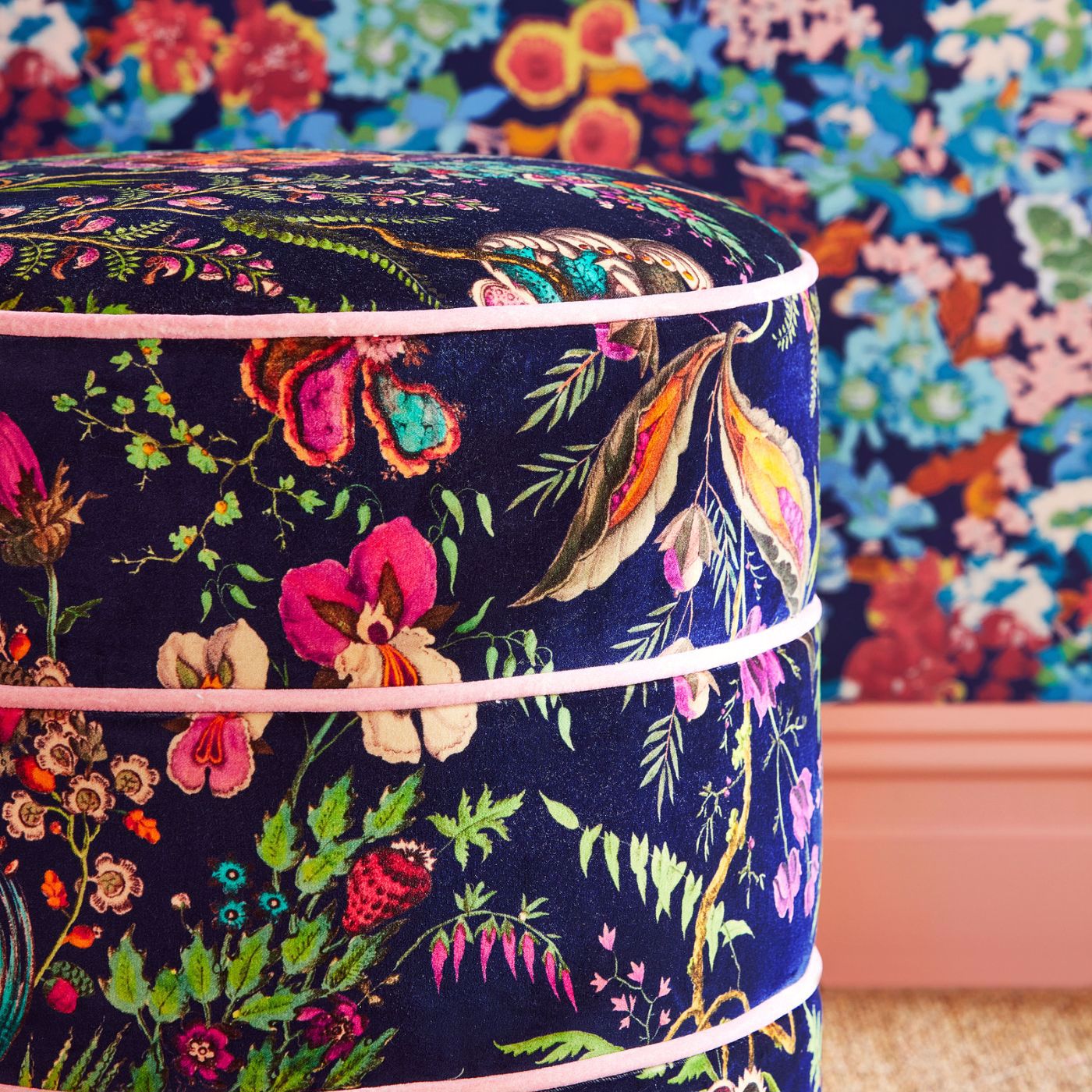 Wonderland Floral Velvet Fabric - Harlequin