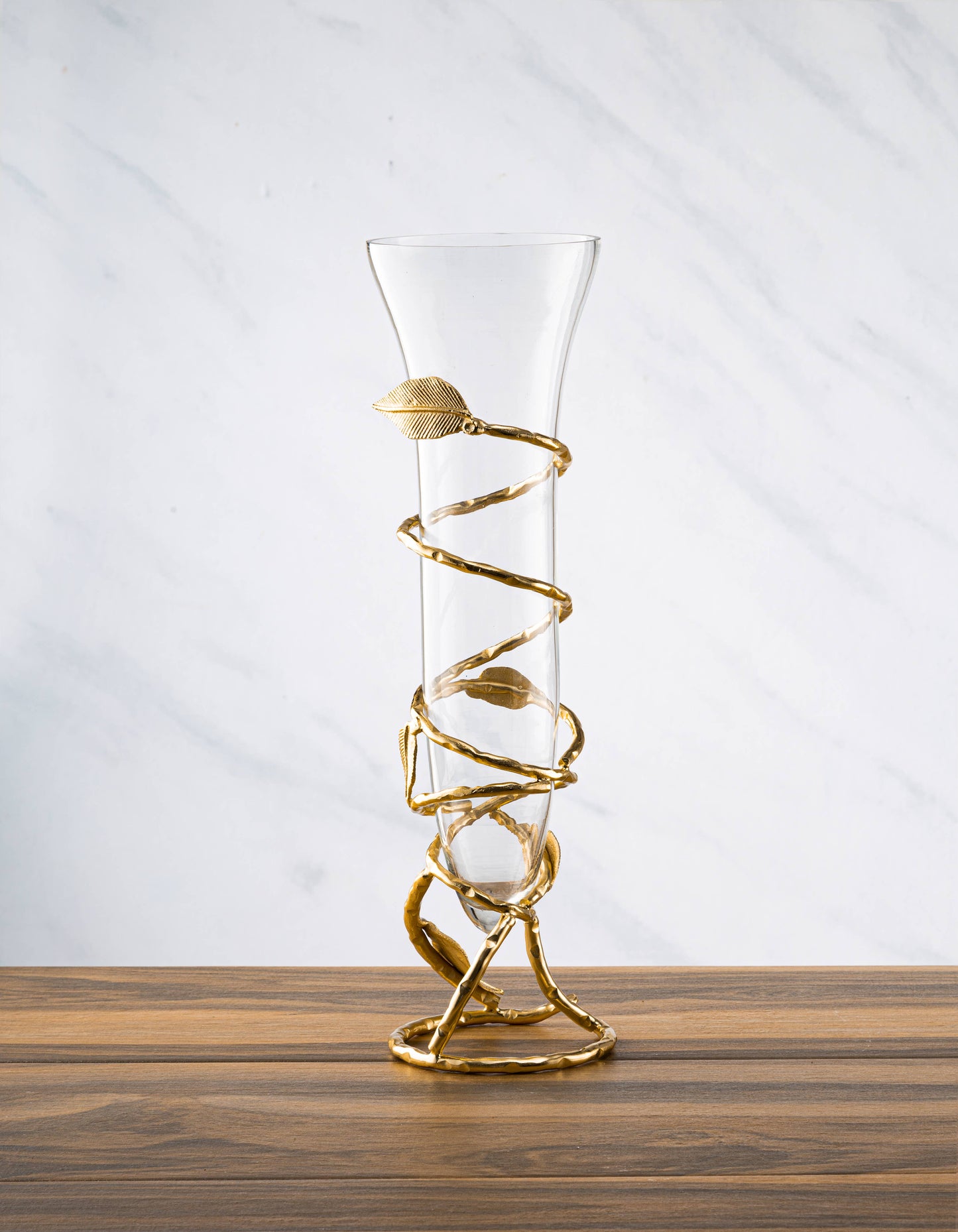 Gold Leaf Vase with Removable Glass