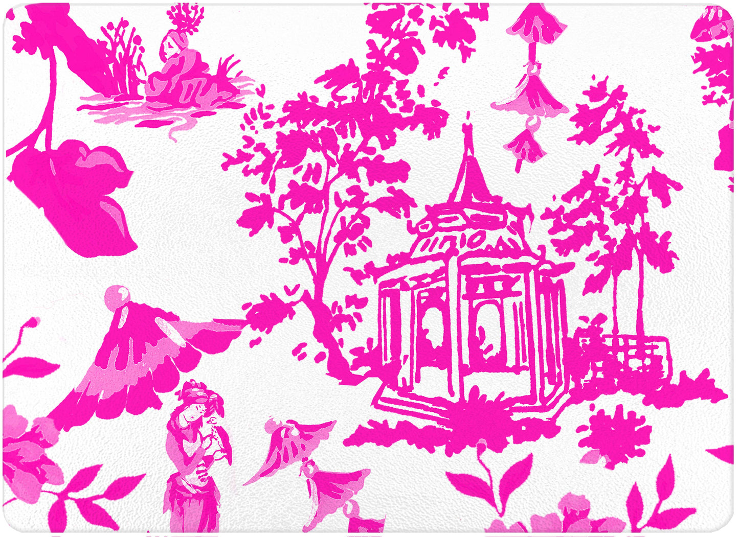 Chinoiserie Pagoda in Pink Glass Cutting Board: Small Rectangle(8" x 11")