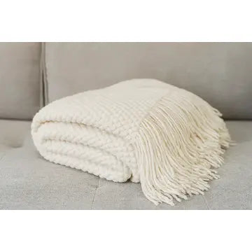 Knit Textured 50"x60" Throw Blanket with Fringe
