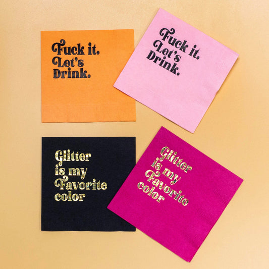Fuck It Lets Drink Pink - Paper Cocktail Napkin