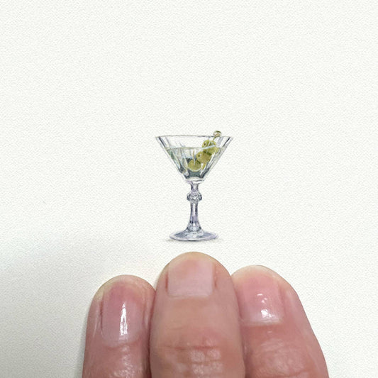 Martini Glass Miniature Watercolor Painting - Art Print