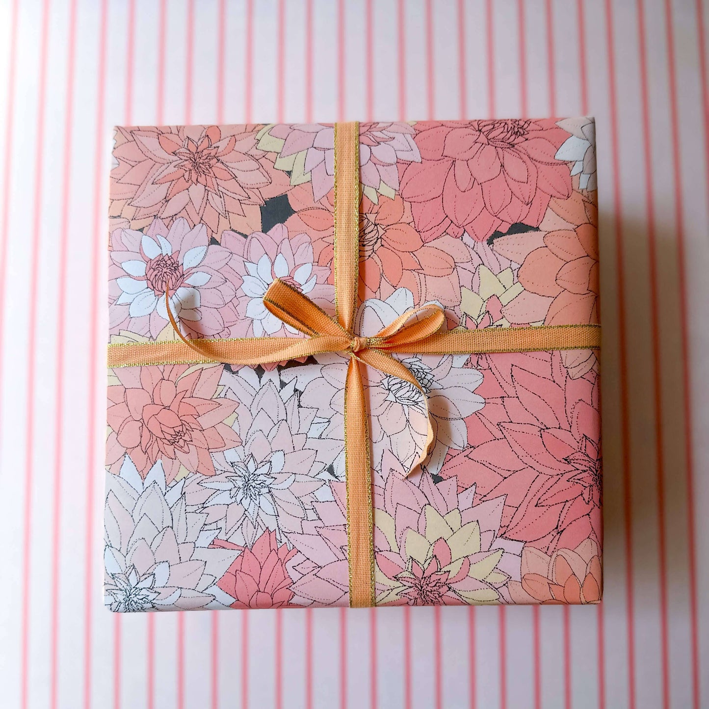 Dahlias in Pink Wrapping Paper - Single Sheet