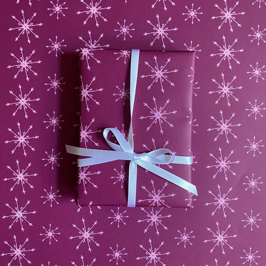 Pink Snowflake Wrapping Paper