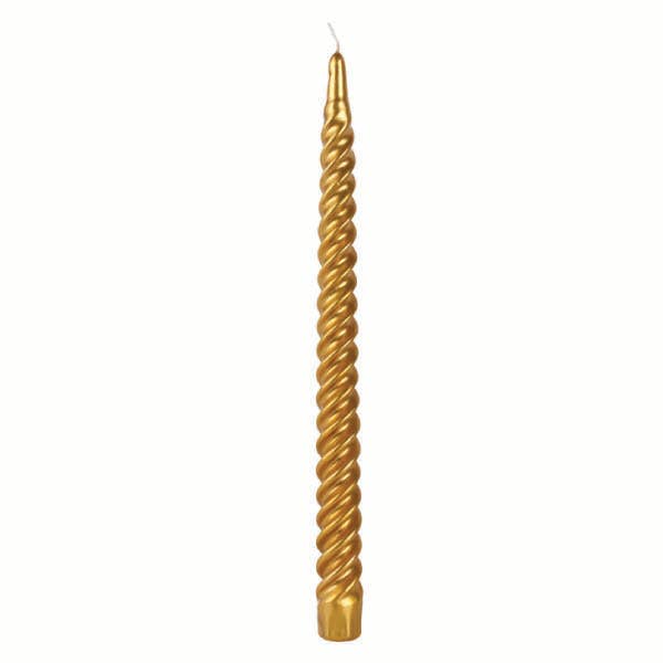 Gold Spiral Metallic Taper Candle