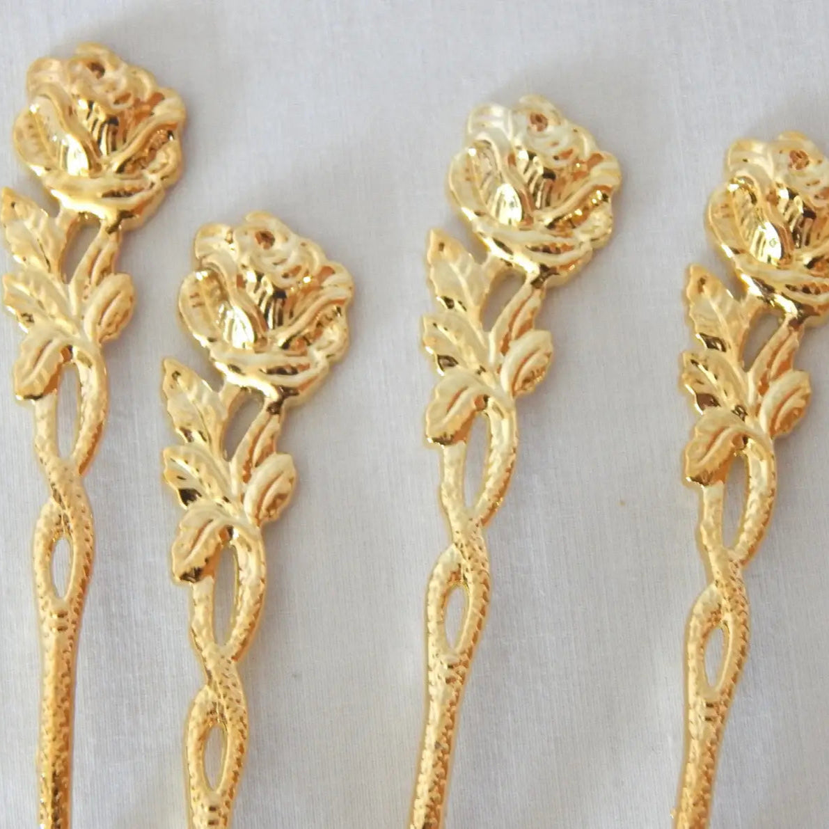 Gold Plated Spoon with Rose Handle