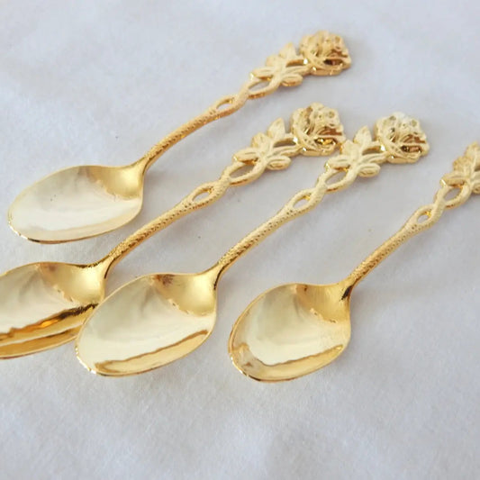 Gold Plated Spoon with Rose Handle