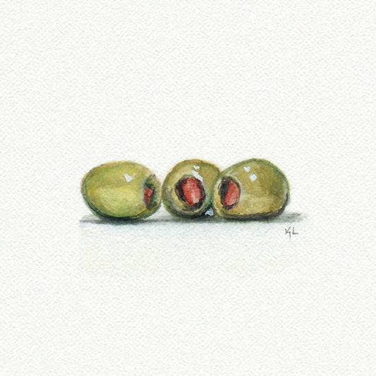 Olives Miniature Watercolor Painting - Art Print