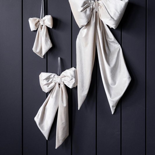 Bows Cream Velvet Fabric
