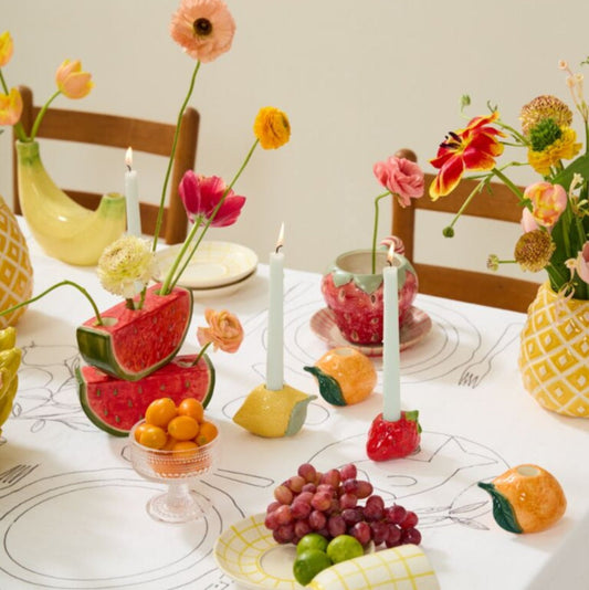 Orange Fresh Fruit Candle Holder
