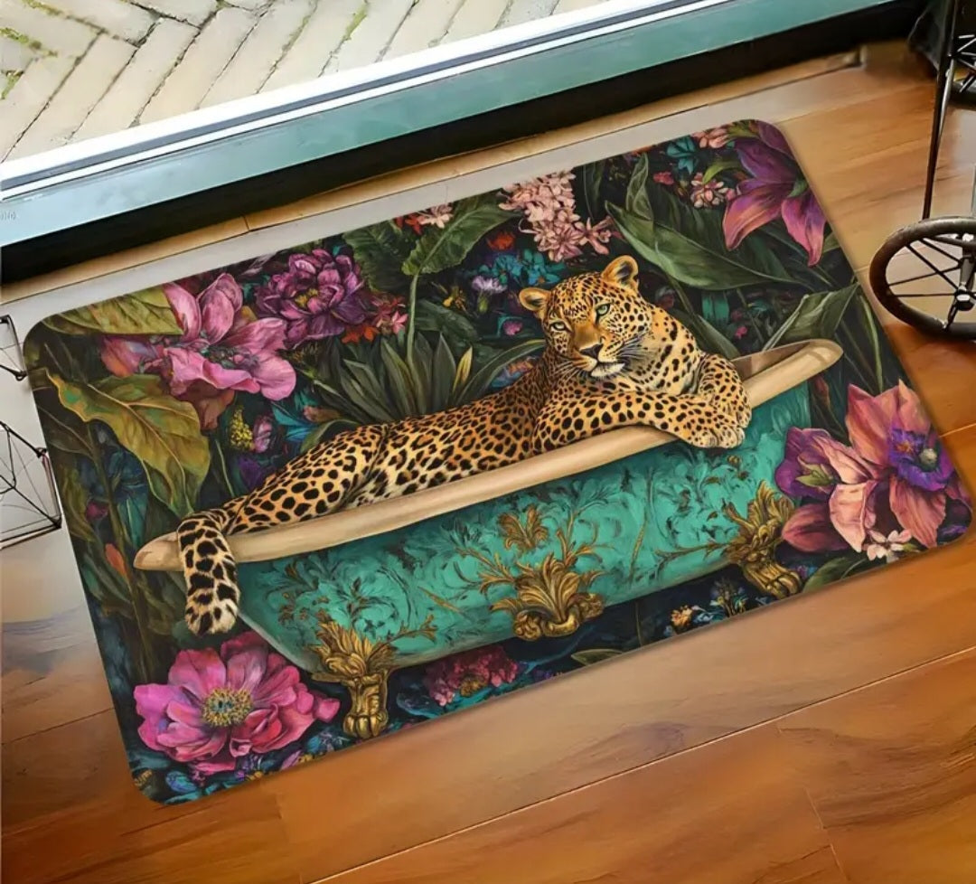 Tropical Leopard Bath Mat