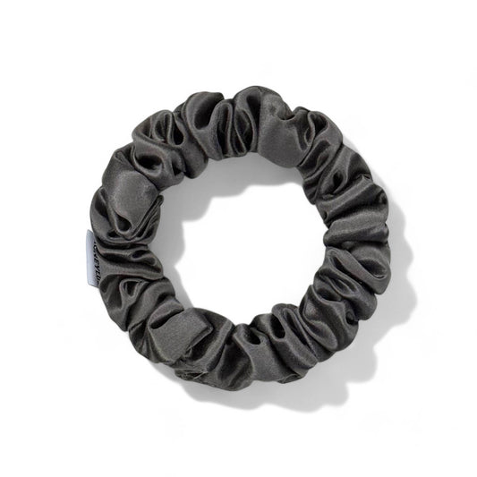 Silk Mini Scrunchie - Dark Grey
