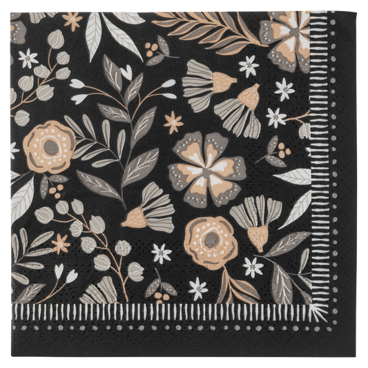 Floral Charcoal - Cocktail Napkins