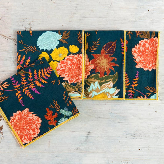 Winter Floral Cloth Napkins, set of four
