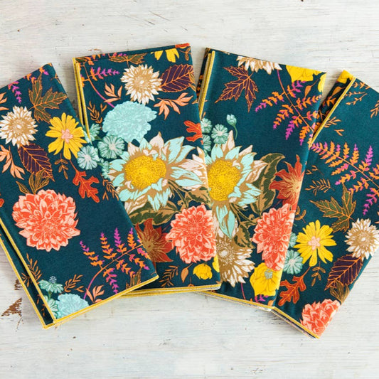 Winter Floral Cloth Napkins, set of four