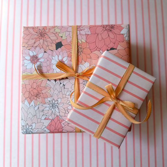 Dahlias in Pink Wrapping Paper - Single Sheet