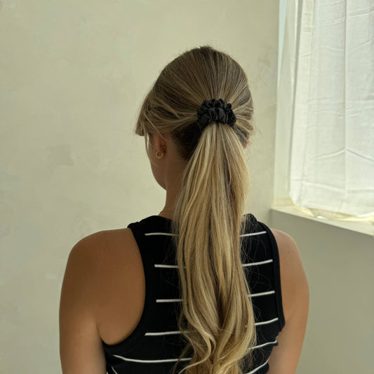 Silk Mini Scrunchie - Dark Grey