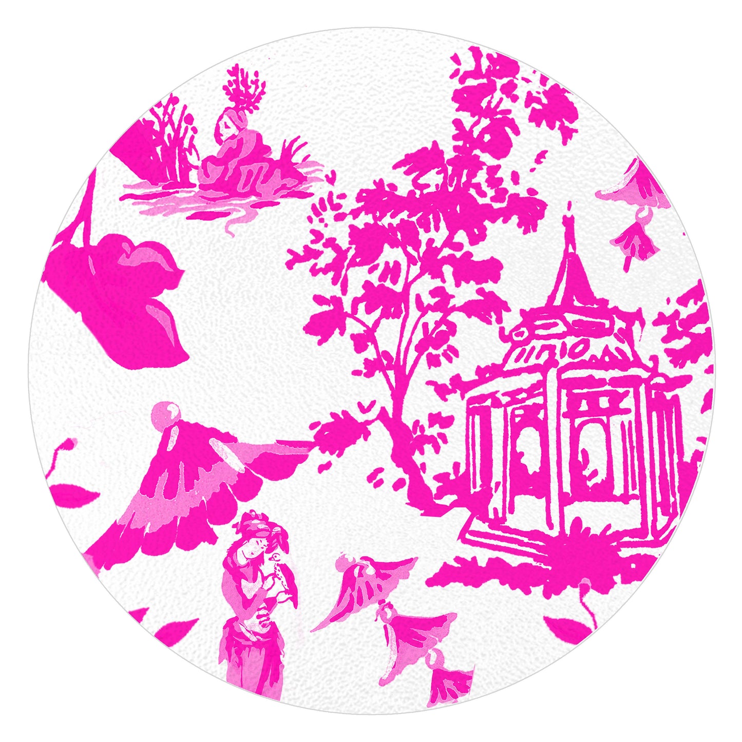 Chinoiserie Pagoda in Pink   Glass Cutting Board: Small Rectangle(8" x 11")