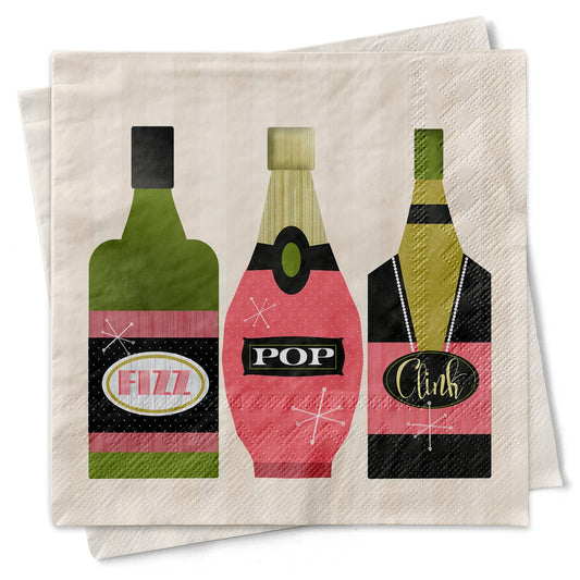 Pop Clink Fizz Prosecco Champagne - Cocktail Napkin