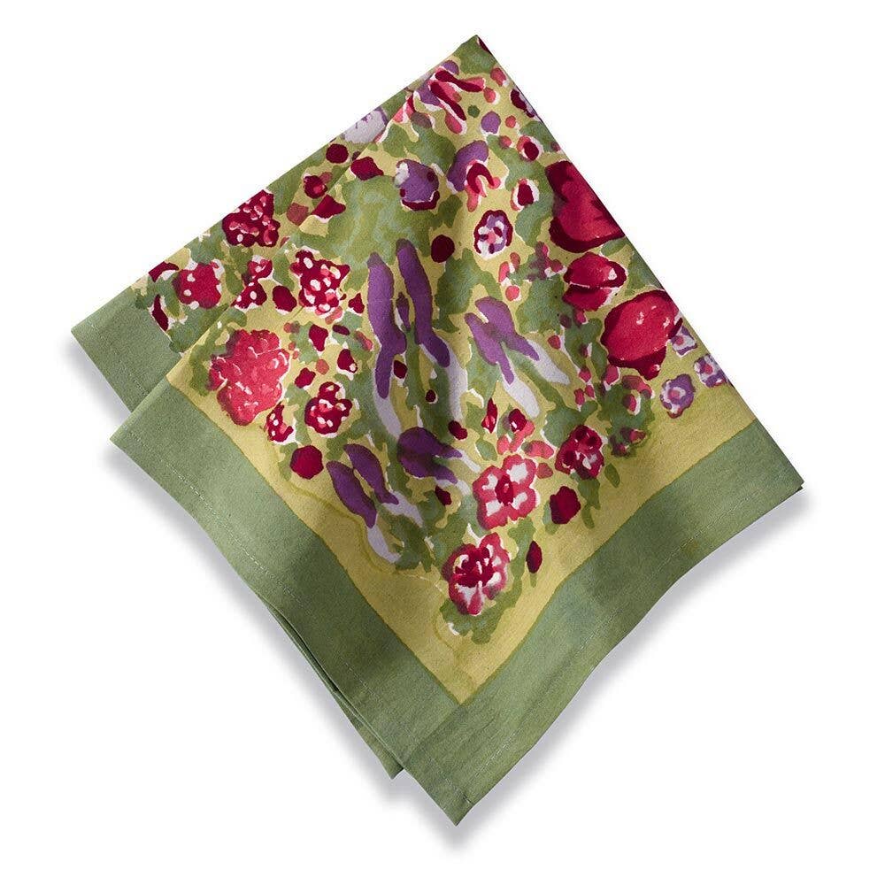Jardin Red & Green Linen Napkins