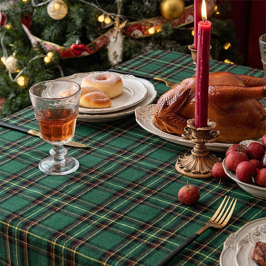 Classic Green Tartan Festive Tablecloth