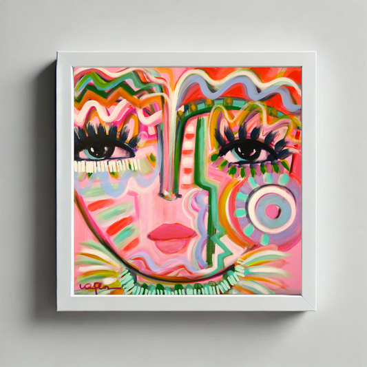 On Point Chica: White Frame / Cold Press Fine Art Paper / 12" x 12"
