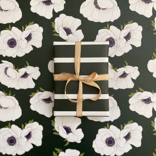 White Anemone Wrapping Paper Rolls