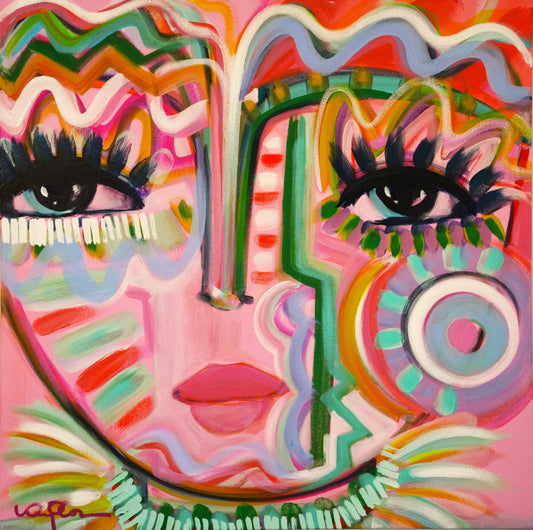 On Point Chica: White Frame / Cold Press Fine Art Paper / 12" x 12"