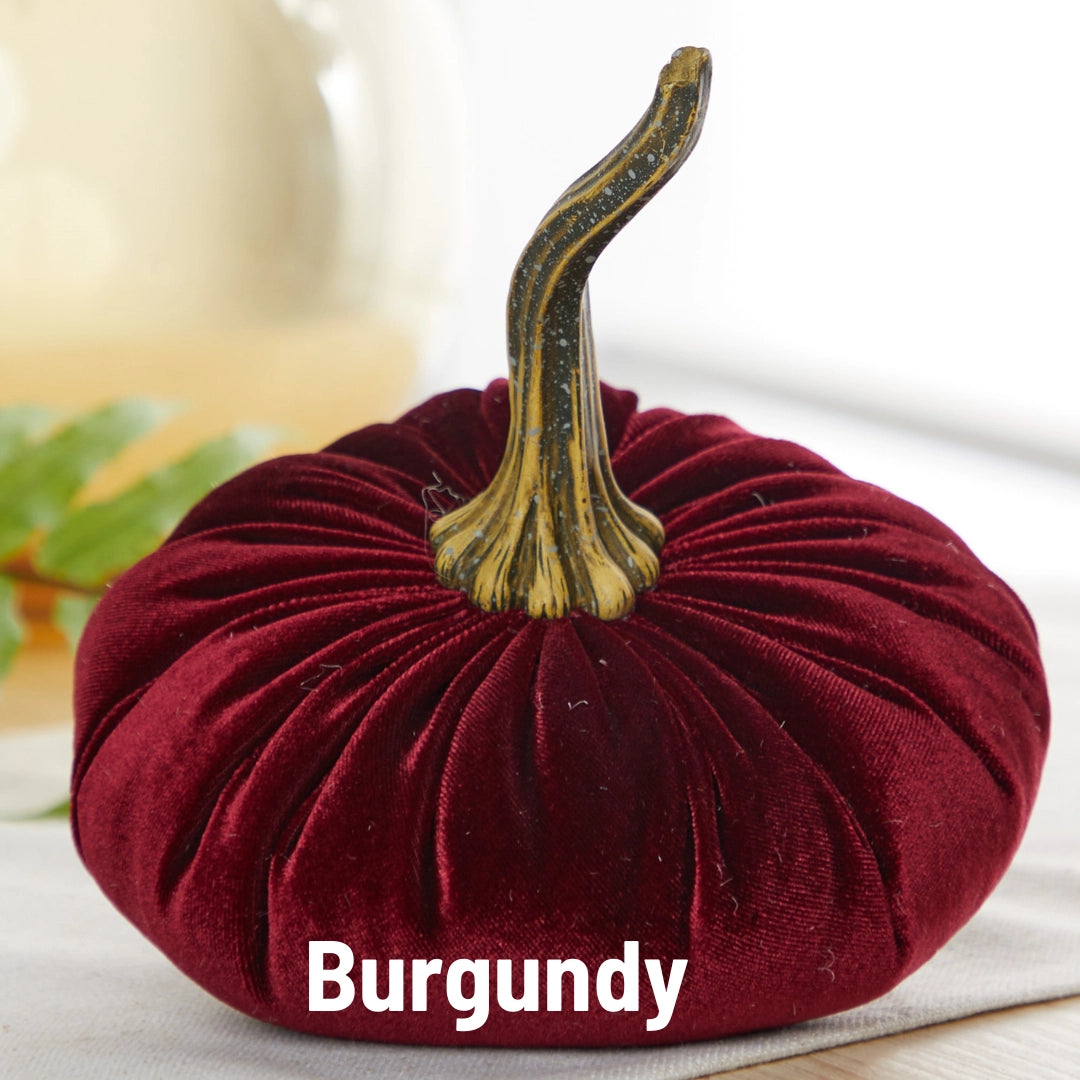 Small Burgundy Velvet Pumpkin