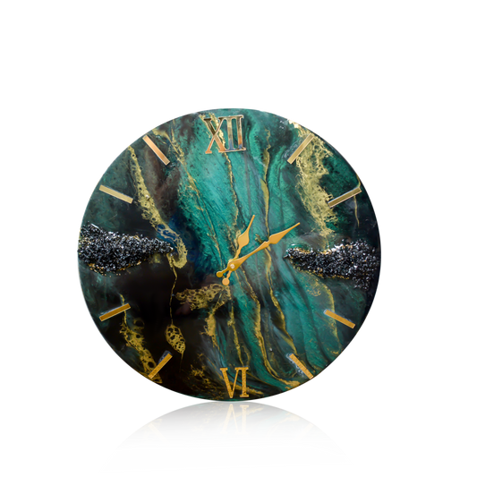 Large Serpent Teal and Gold Wall Clock
